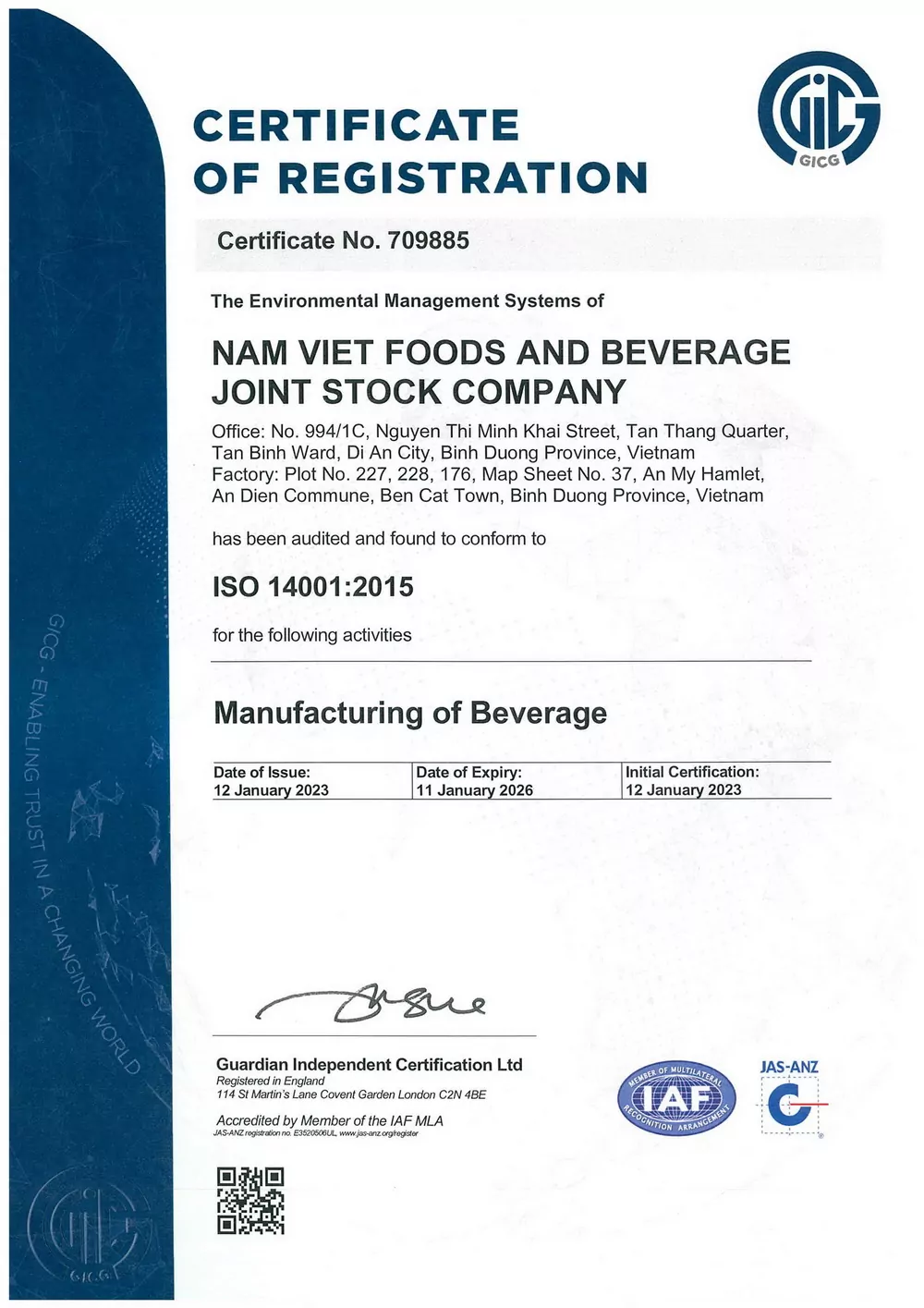 Certificates & Awards 6 5. ISO 14001 2015