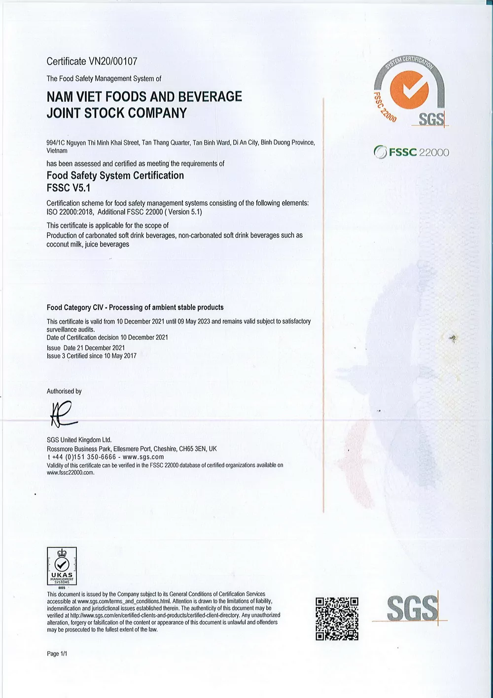 Certificates & Awards 9 7. FSSC 22000