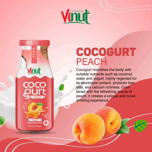 280ml Vinut Cocogurt (Coconut milk) drink with Peach (Lactose free, Dairy free, Plant based)