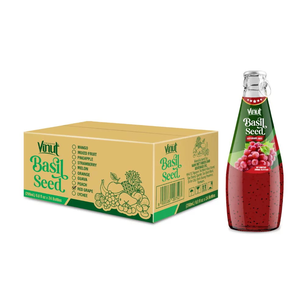 290ml Vinut Basil Seed Drink with Red Grape Juice (Ring Pull Cap) - Image 2