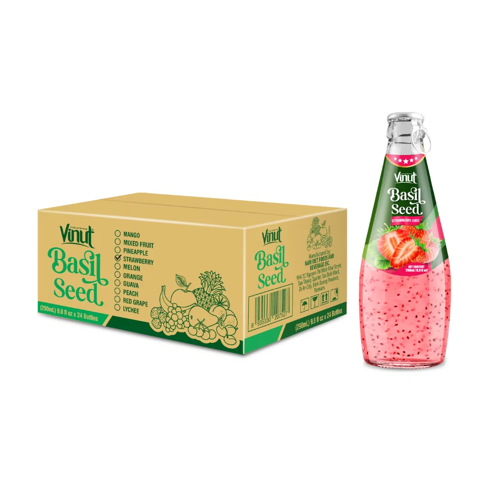 290ml Vinut Basil Seed Drink with Strawberry Juice (Ring Pull Cap) - Image 2