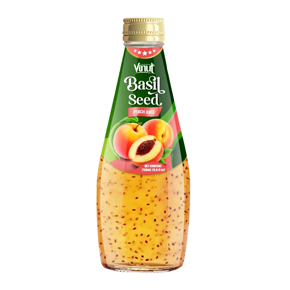 290ml Vinut Basil Seed Drink with Peach Juice (Screw cap) - Image 1