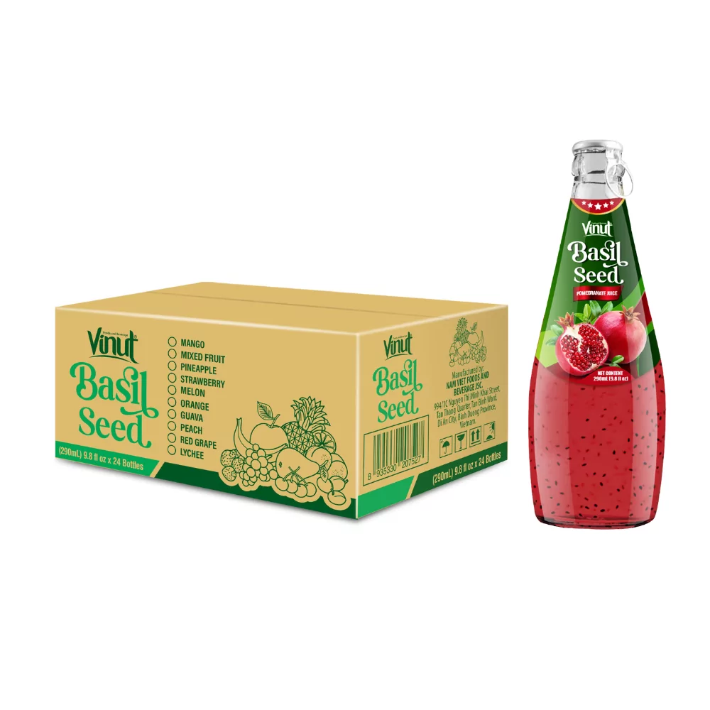 290ml Vinut Basil Seed Drink with Pomegranate Juice (Ring Pull Cap) - Image 2